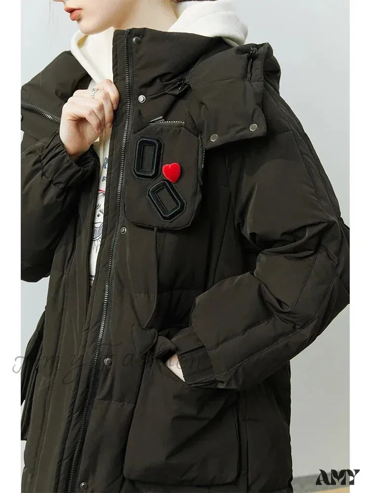 90% White Duck Medium Length Hooded New Winter Coat