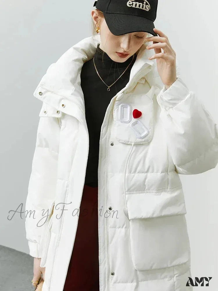 90% White Duck Medium Length Hooded New Winter Coat