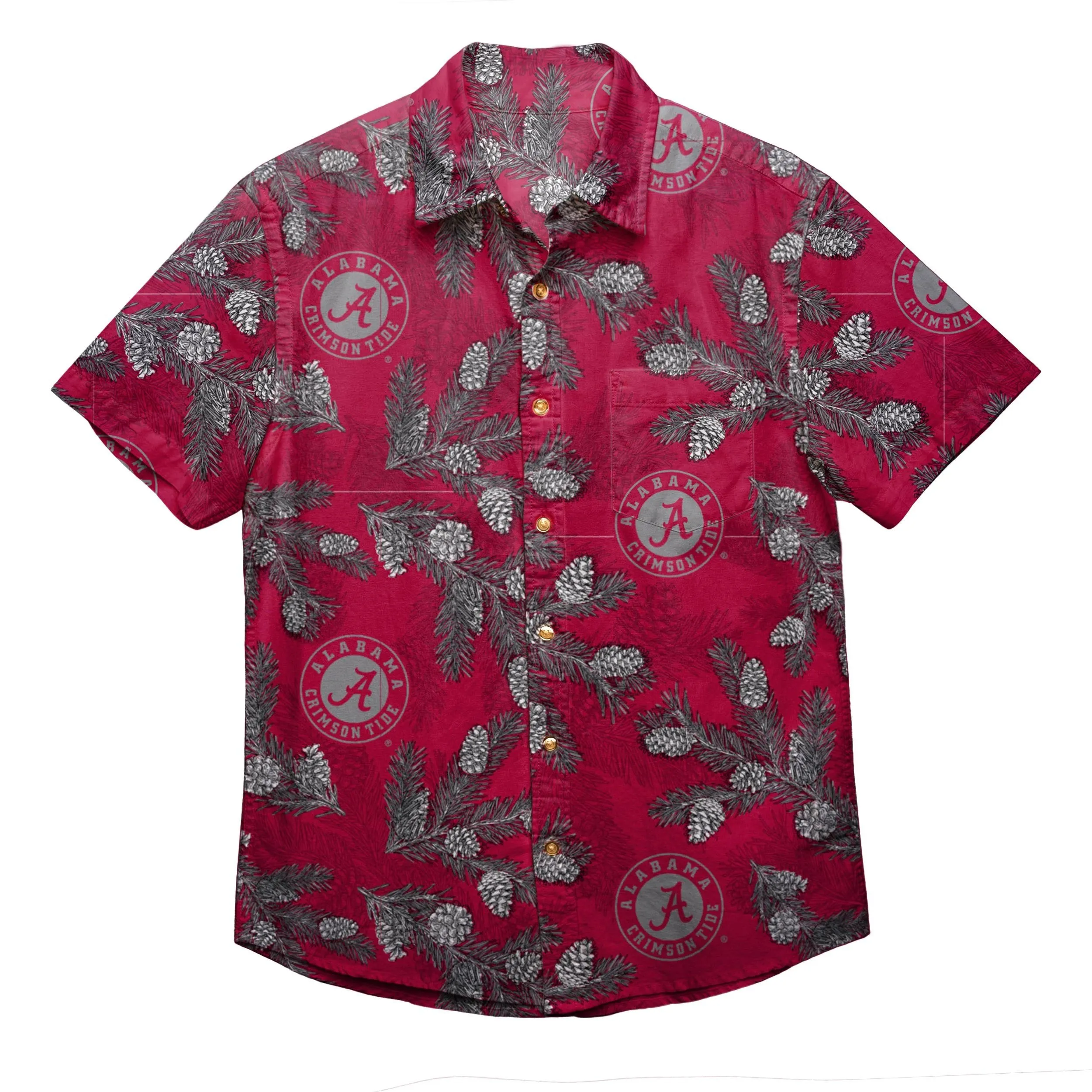 Alabama Crimson Tide NCAA Mens Pinecone Button Up Shirt