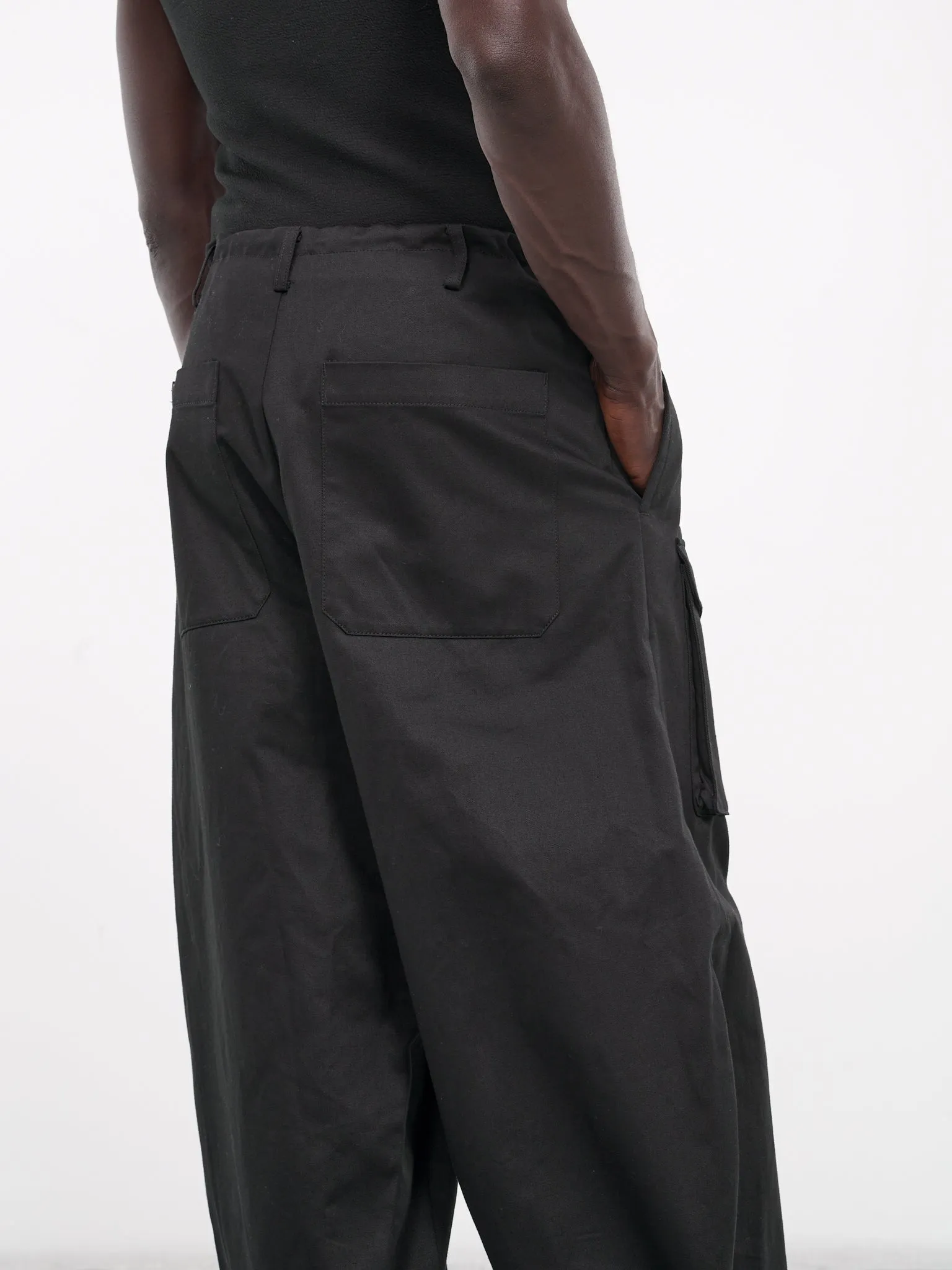 Baggy Drawstring Cargo Trousers (09PT-C-BLACK)