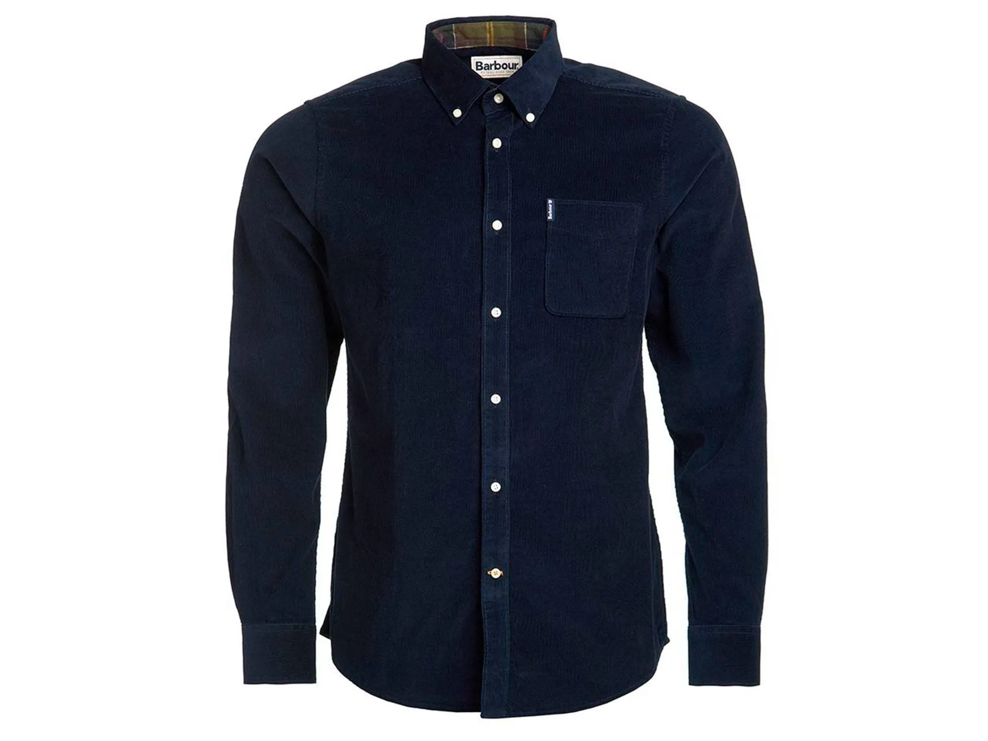 Barbour Cord 2 Cordoroy Button Down Collar Tailored Button Up Shirt In Navy