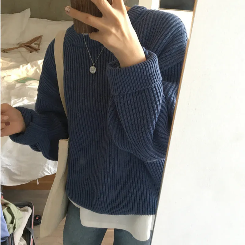 Basic solid colors oversized sweater