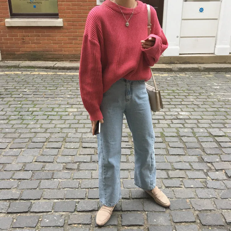 Basic solid colors oversized sweater