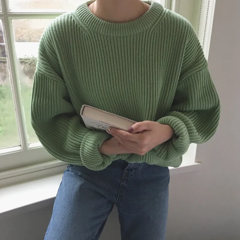 Basic solid colors oversized sweater