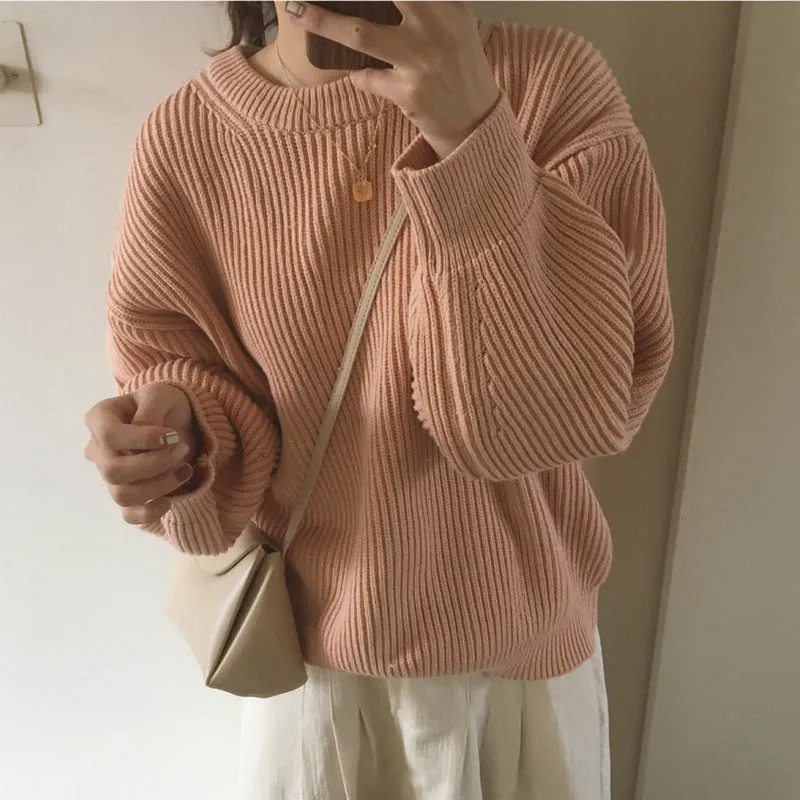 Basic solid colors oversized sweater