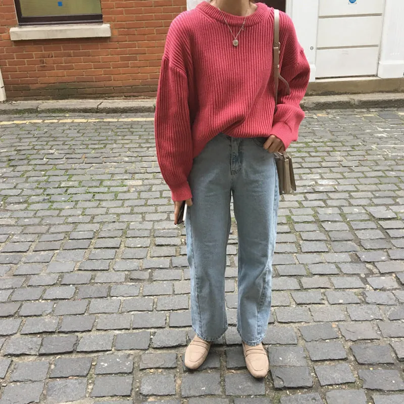 Basic solid colors oversized sweater