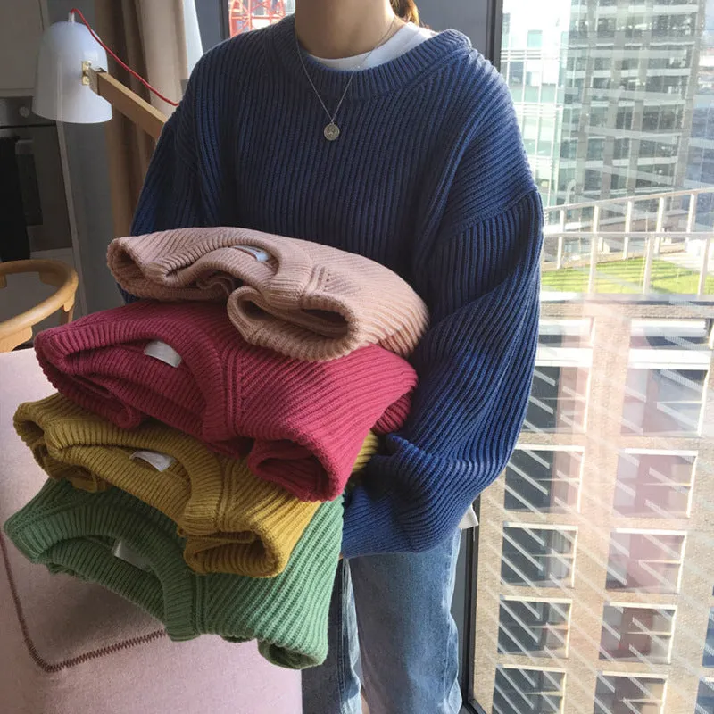 Basic solid colors oversized sweater