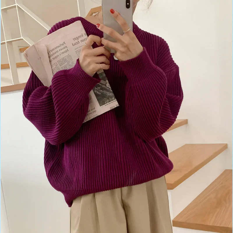 Basic solid colors oversized sweater