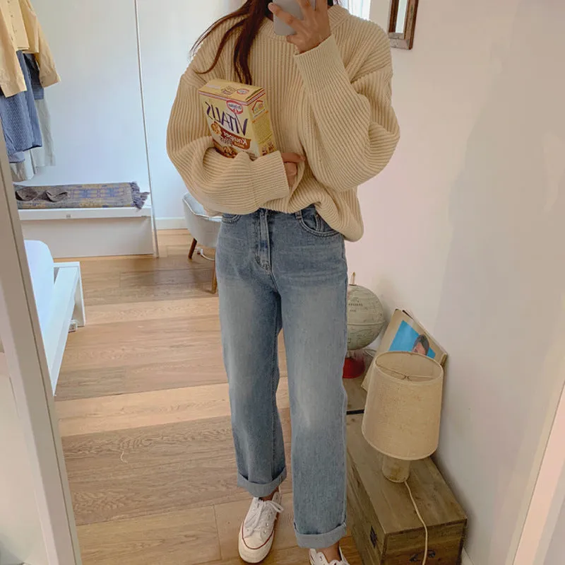 Basic solid colors oversized sweater