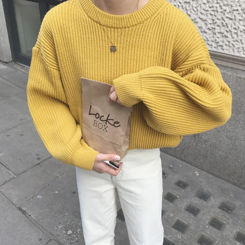 Basic solid colors oversized sweater