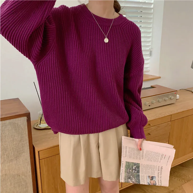 Basic solid colors oversized sweater