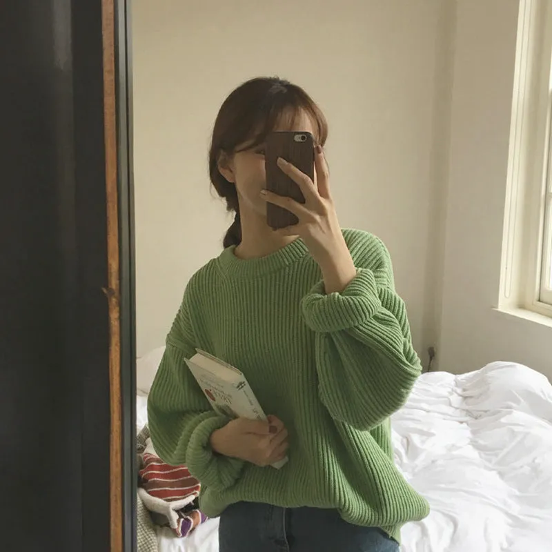 Basic solid colors oversized sweater