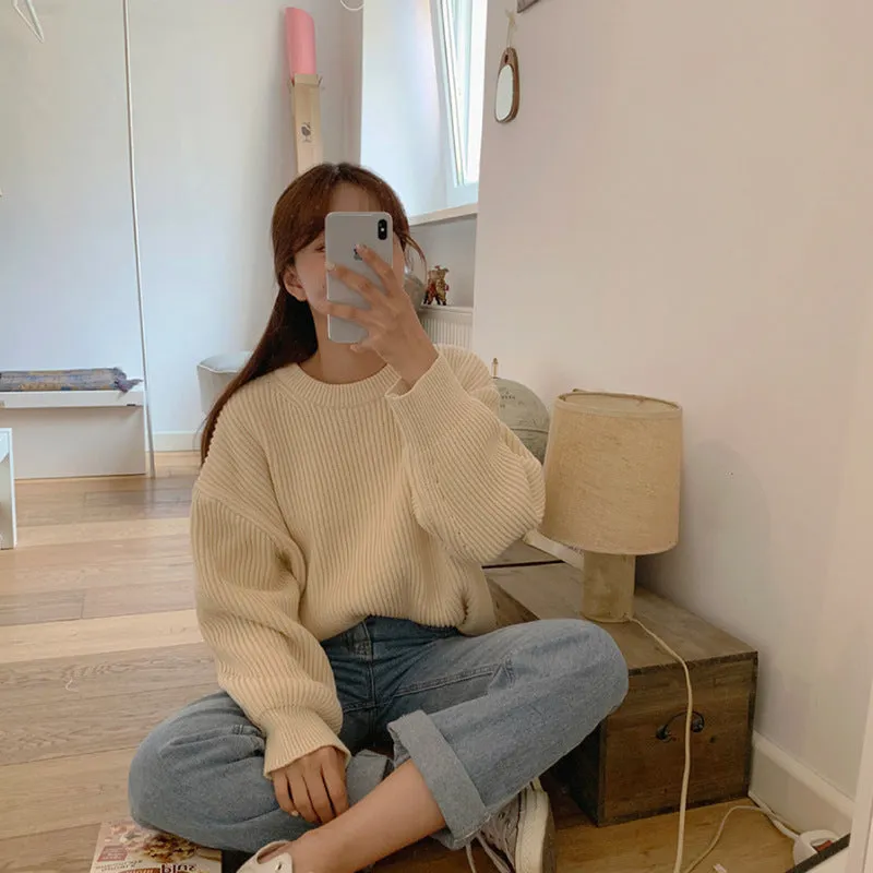 Basic solid colors oversized sweater