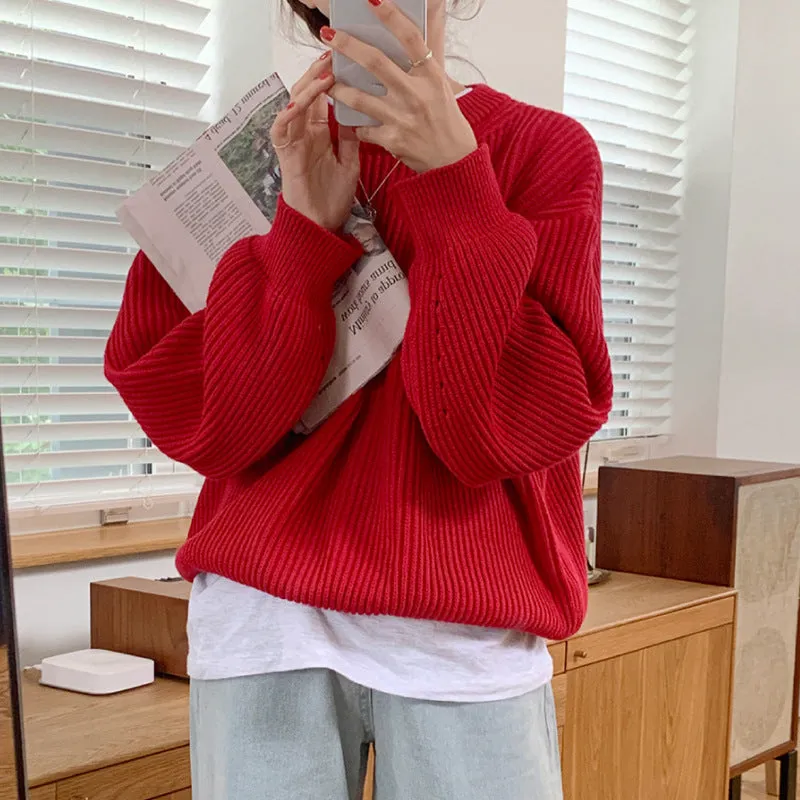 Basic solid colors oversized sweater