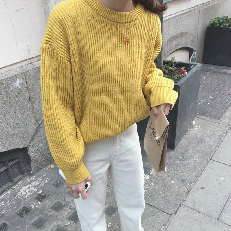 Basic solid colors oversized sweater