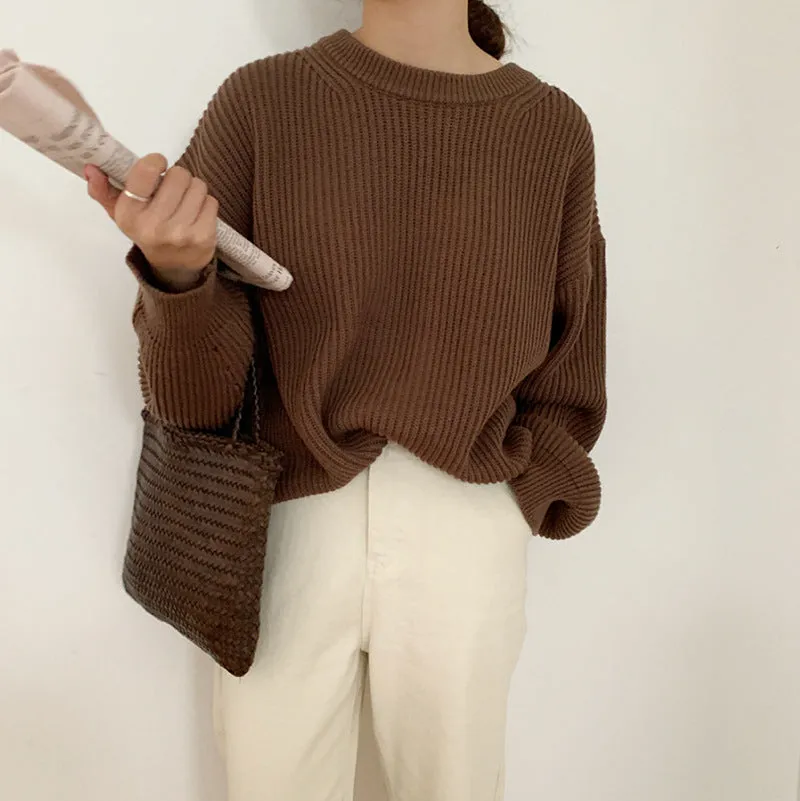 Basic solid colors oversized sweater