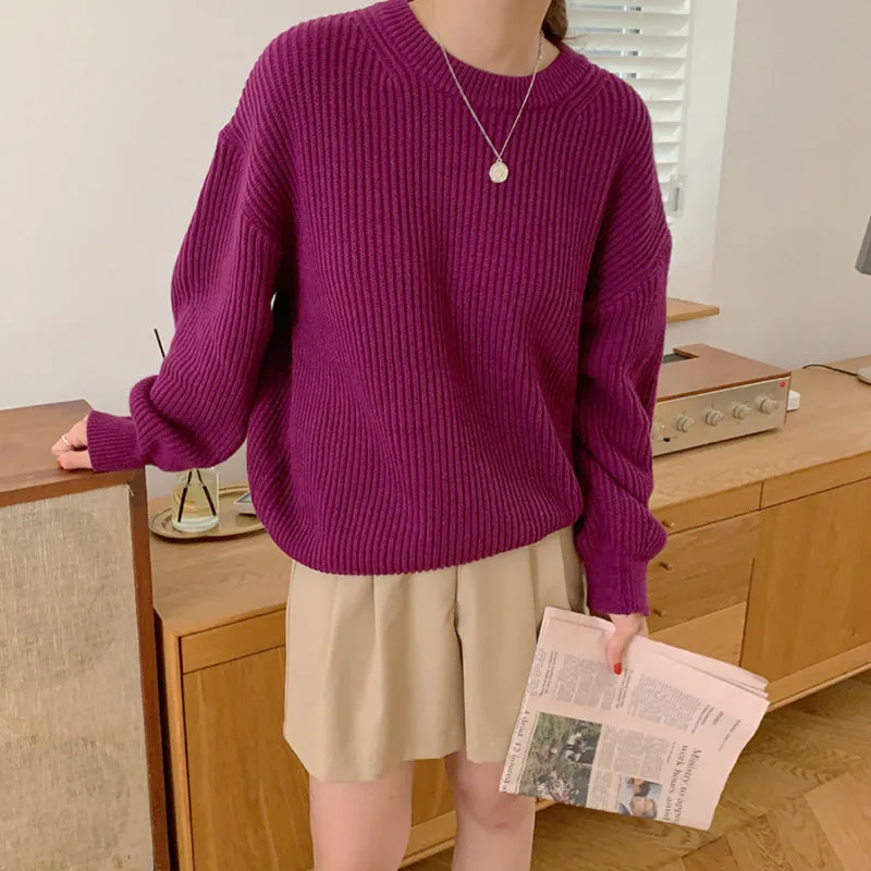 Basic solid colors oversized sweater