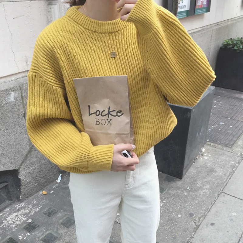 Basic solid colors oversized sweater