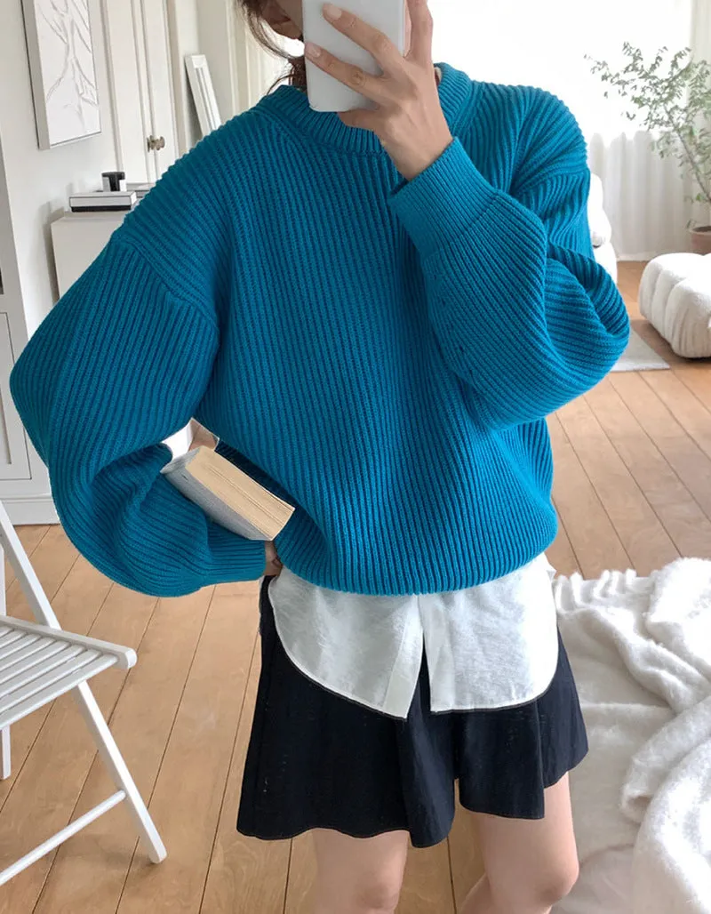 Basic solid colors oversized sweater