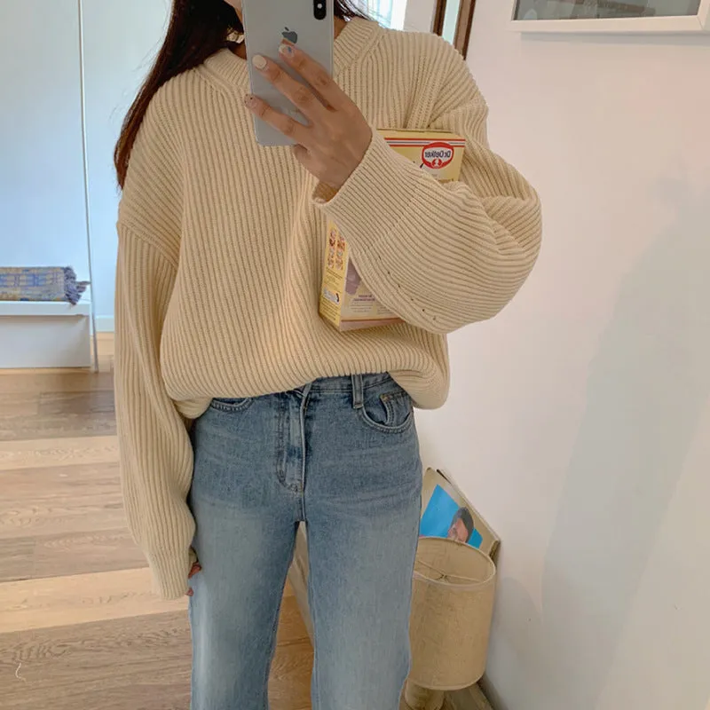 Basic solid colors oversized sweater