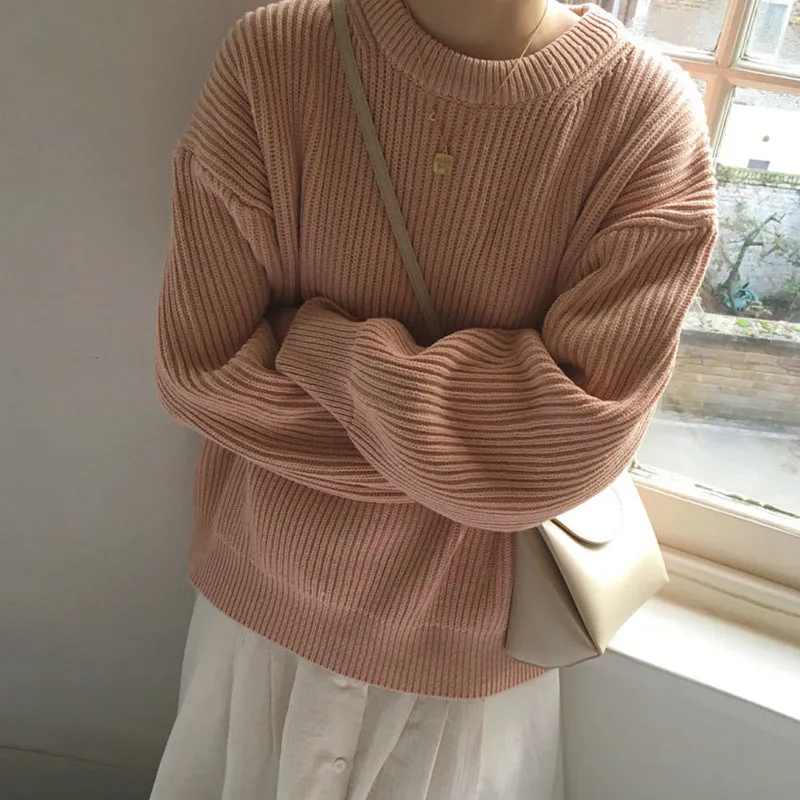 Basic solid colors oversized sweater