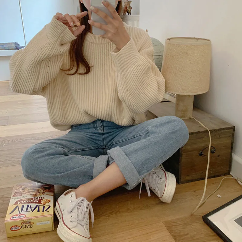 Basic solid colors oversized sweater