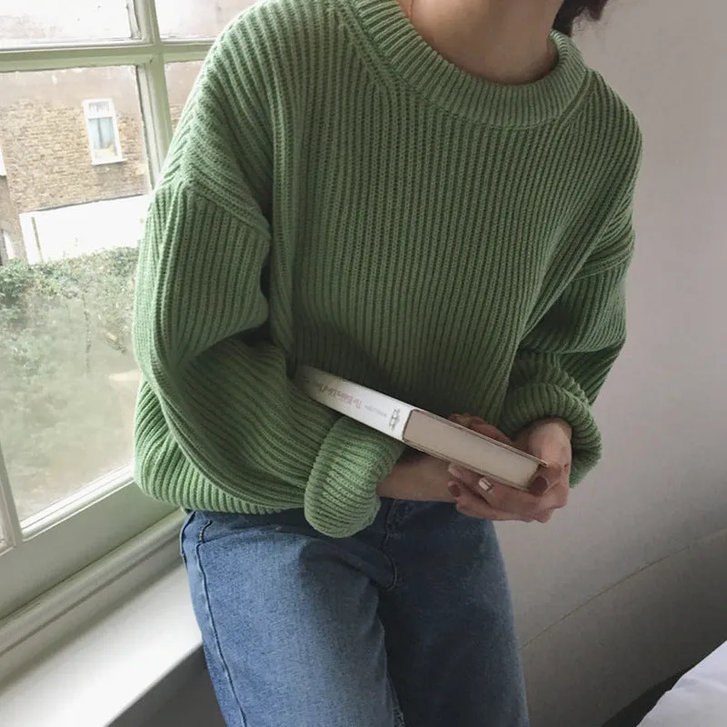 Basic solid colors oversized sweater