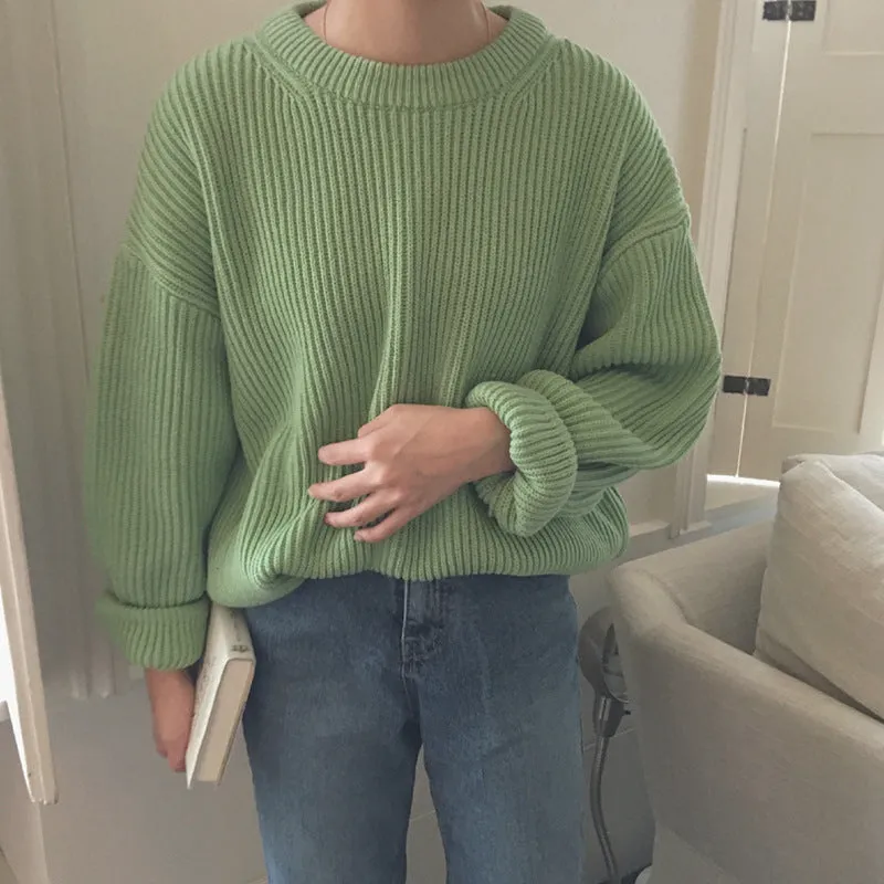 Basic solid colors oversized sweater