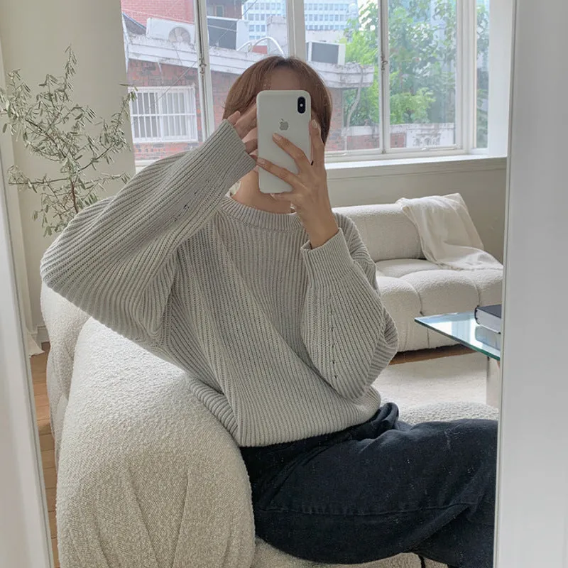 Basic solid colors oversized sweater