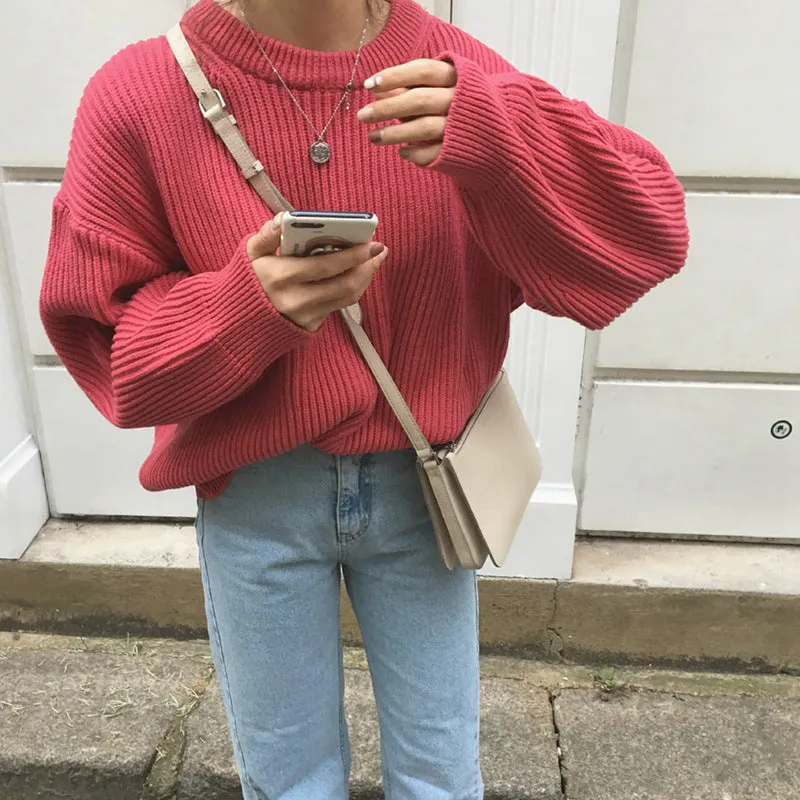 Basic solid colors oversized sweater