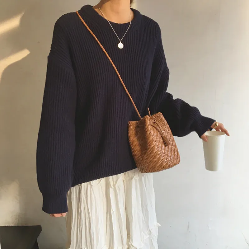 Basic solid colors oversized sweater