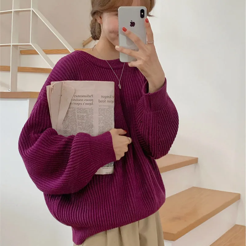 Basic solid colors oversized sweater