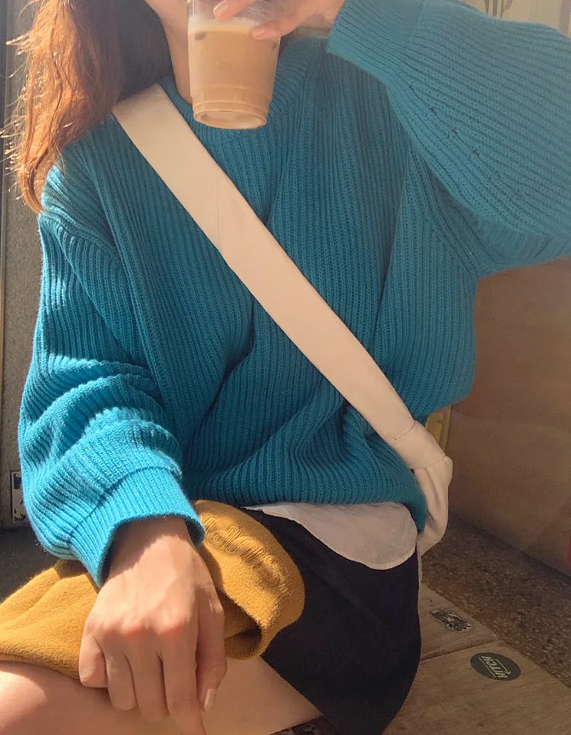 Basic solid colors oversized sweater