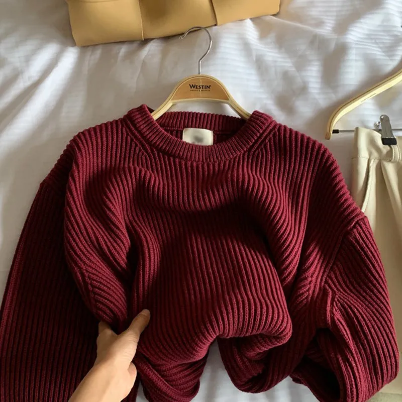 Basic solid colors oversized sweater