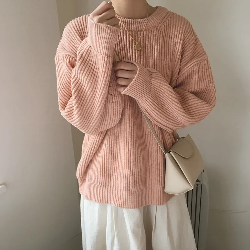 Basic solid colors oversized sweater