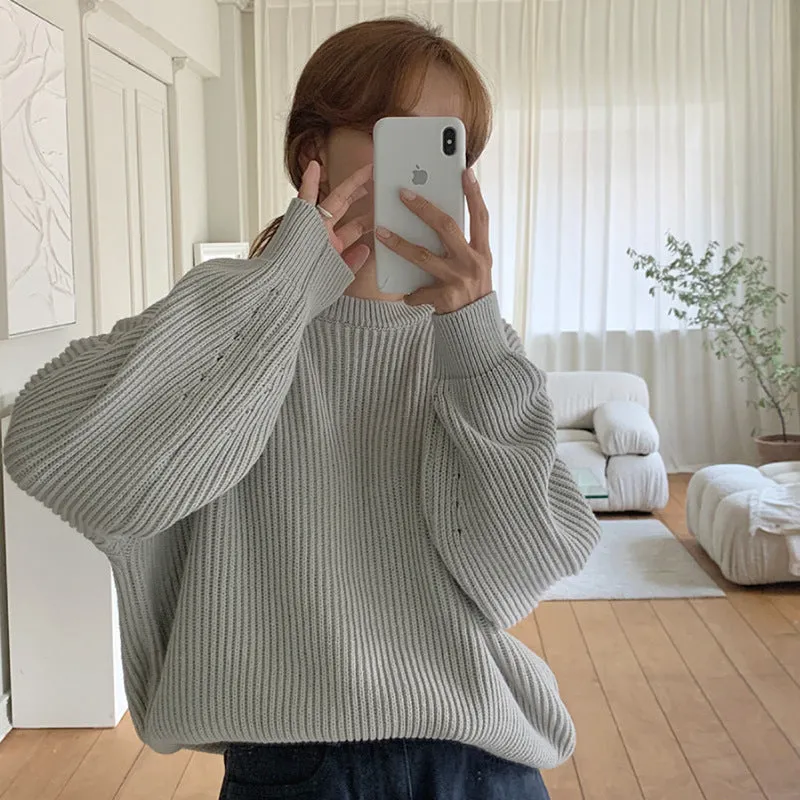 Basic solid colors oversized sweater