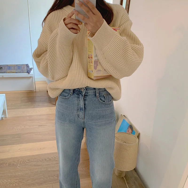 Basic solid colors oversized sweater