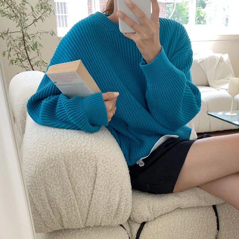 Basic solid colors oversized sweater