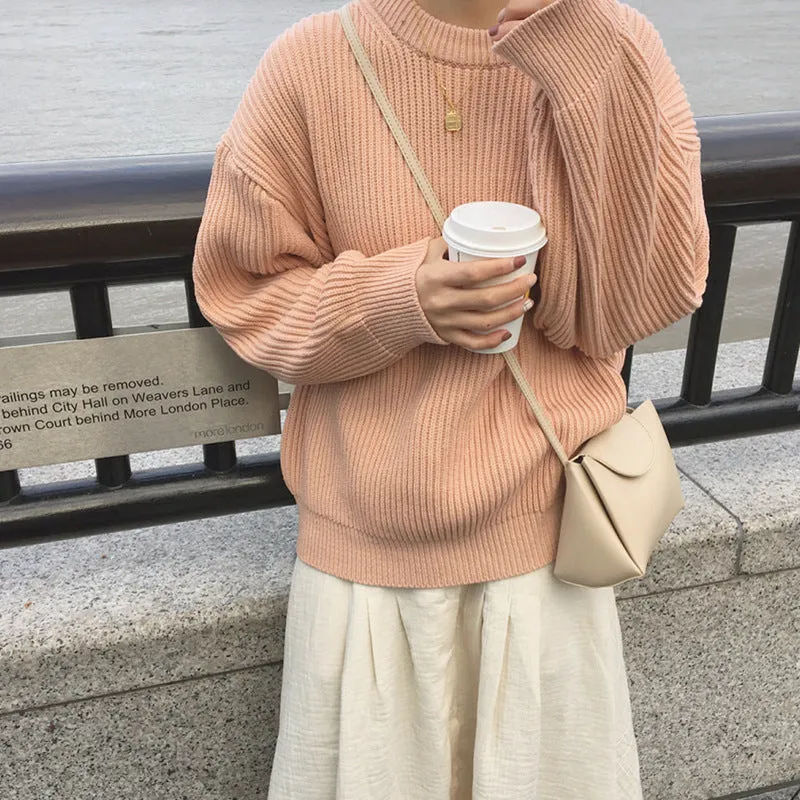 Basic solid colors oversized sweater