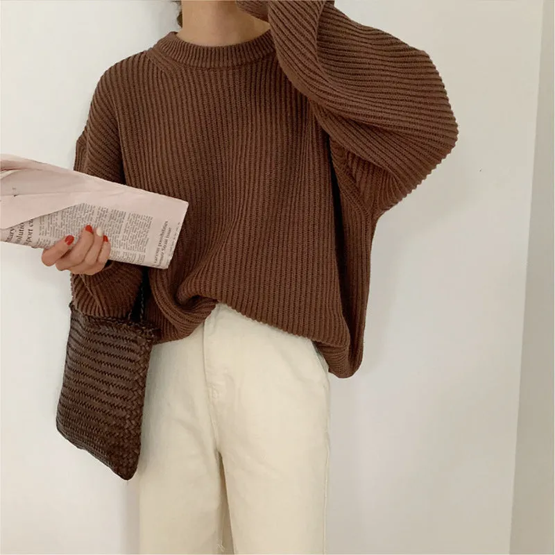 Basic solid colors oversized sweater