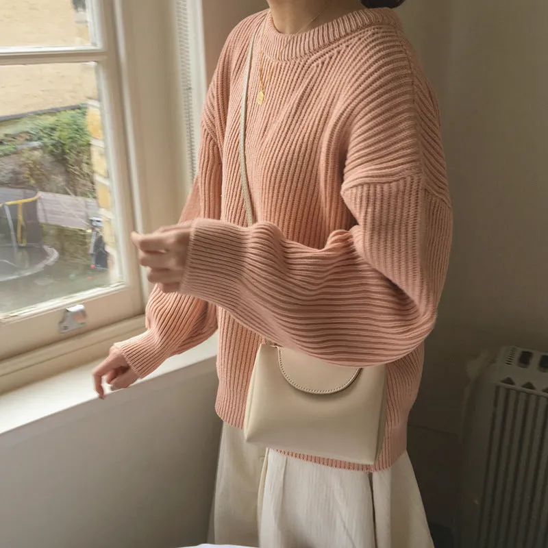 Basic solid colors oversized sweater