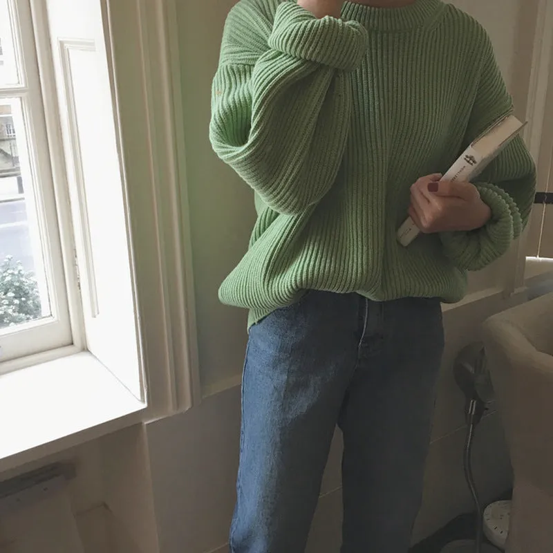 Basic solid colors oversized sweater