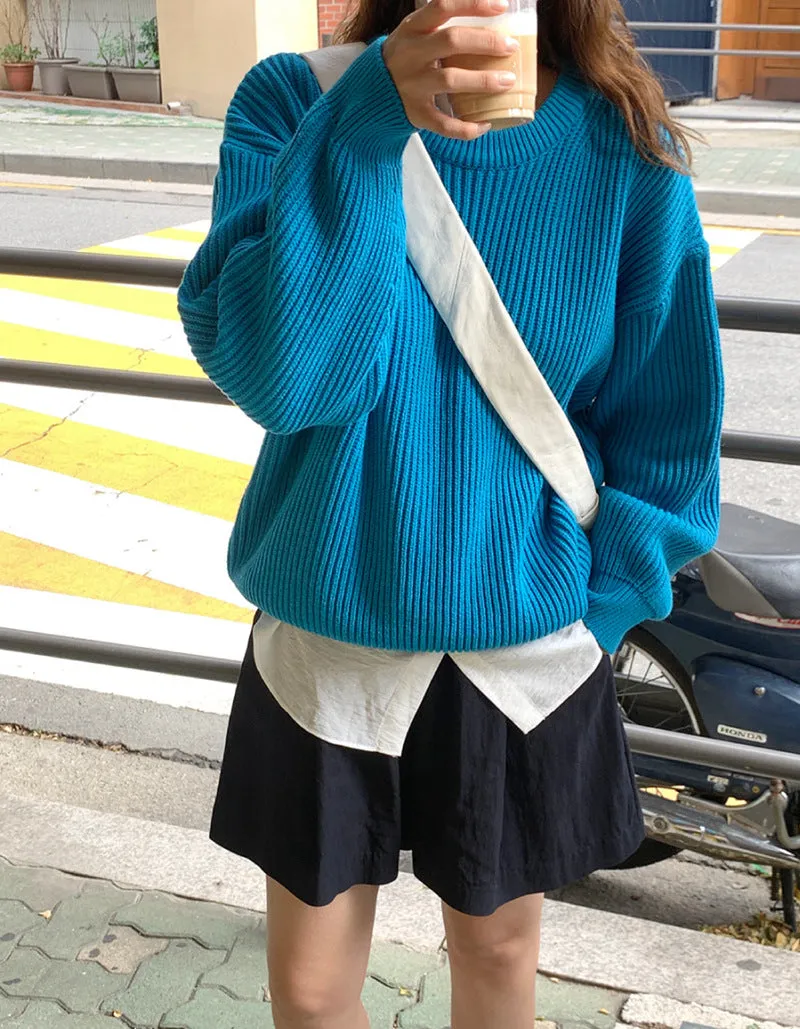 Basic solid colors oversized sweater