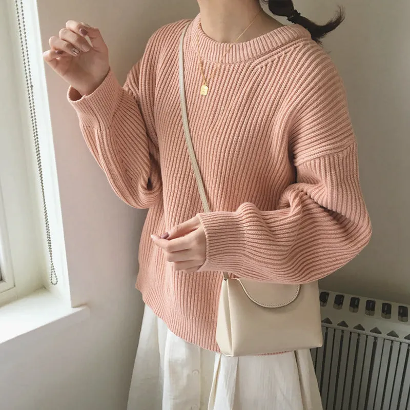 Basic solid colors oversized sweater