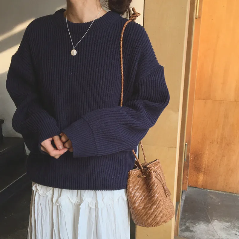 Basic solid colors oversized sweater