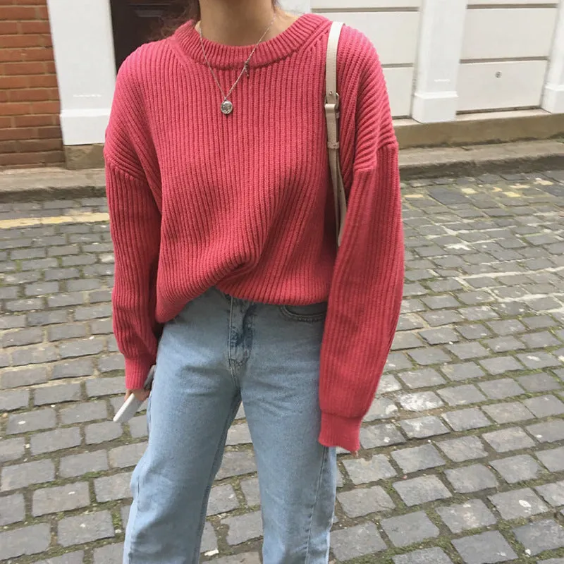 Basic solid colors oversized sweater