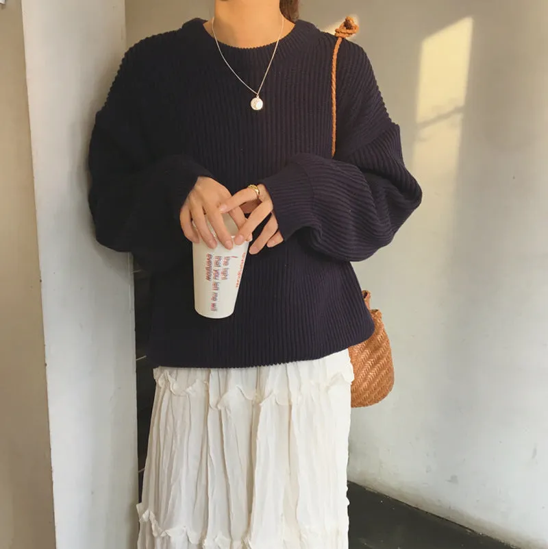 Basic solid colors oversized sweater