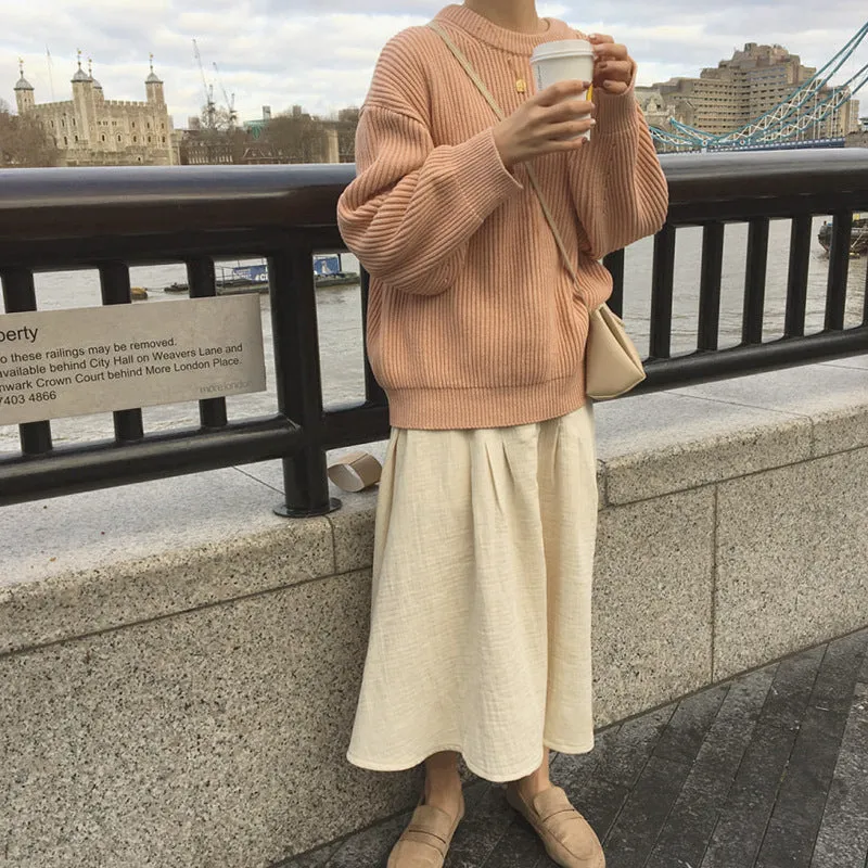 Basic solid colors oversized sweater