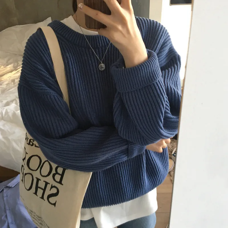 Basic solid colors oversized sweater