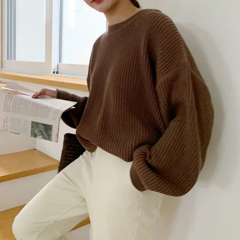 Basic solid colors oversized sweater